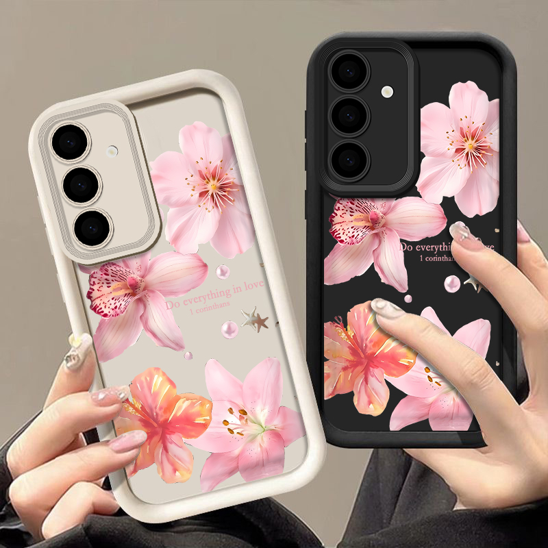 Samsung Galaxy A55 - 핑크 꽃무늬 폰 케이스 삼성 갤럭시