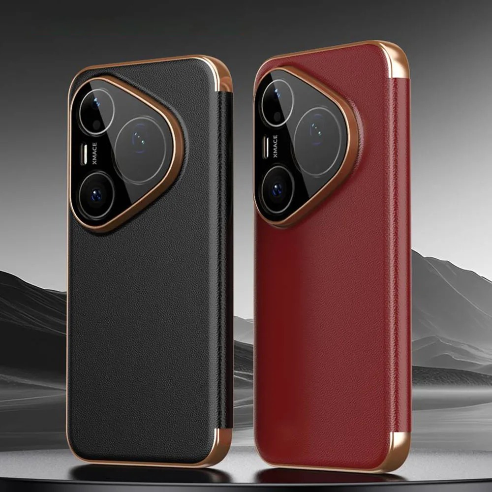 고급 천연 가죽 스마트 윈도우 플립 폰 케이스, 화웨이 - Huawei Pura 70 리뷰 및 가격